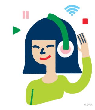 Illustration of girl in headphones